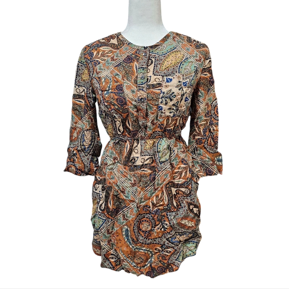 Anthropologie Holding Horses paisley floral button front dress